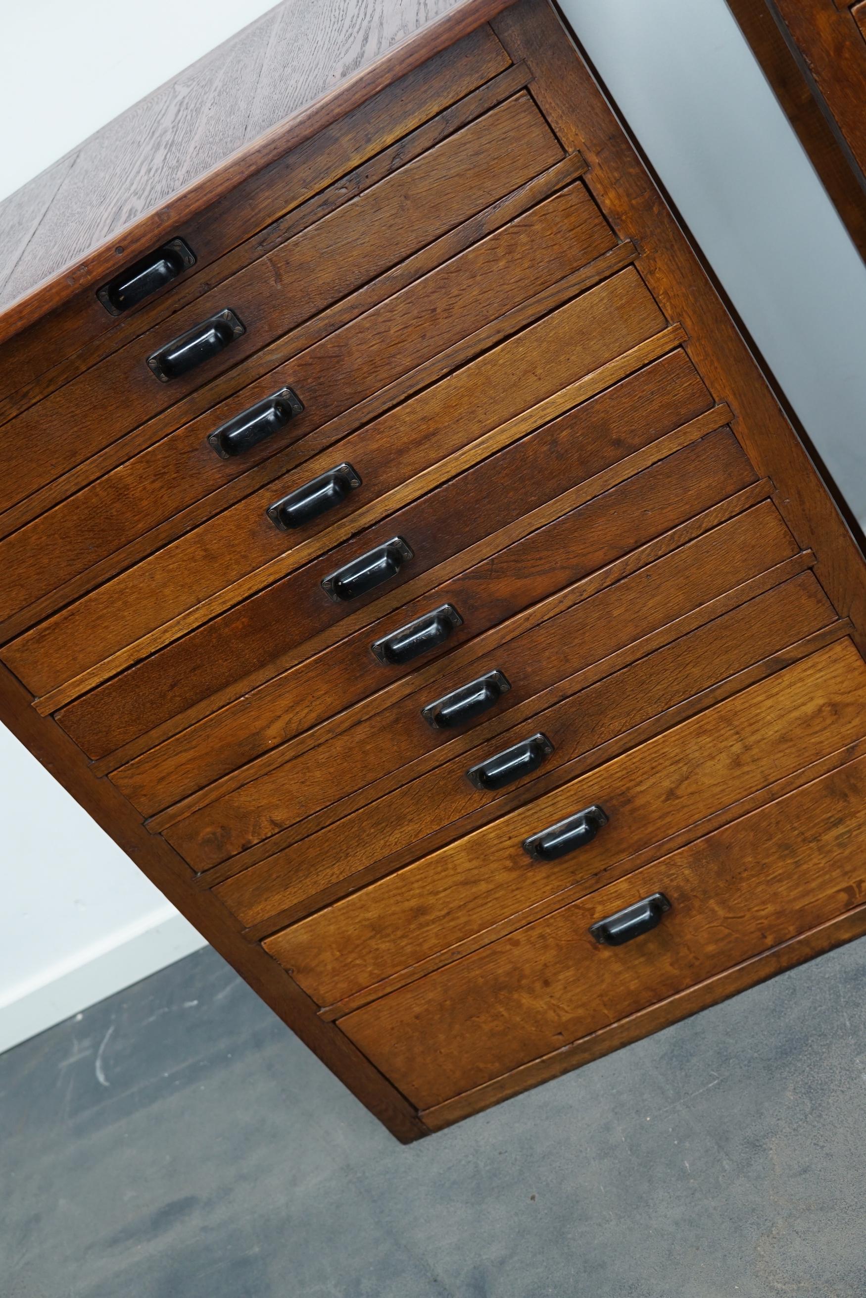 Pair of Vintage Dutch Oak Jewelers / Watchmakers Cabinets, circa 1930 3