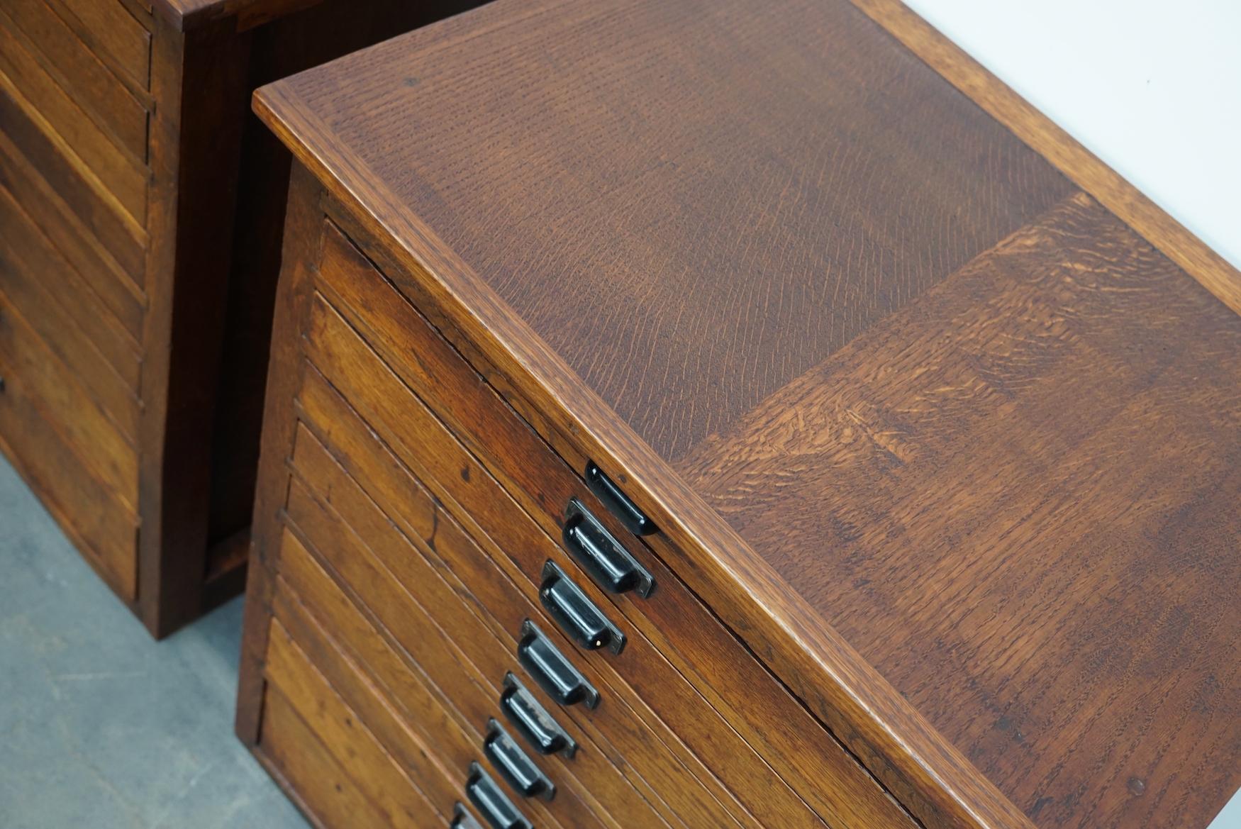 Pair of Vintage Dutch Oak Jewelers / Watchmakers Cabinets, circa 1930 5