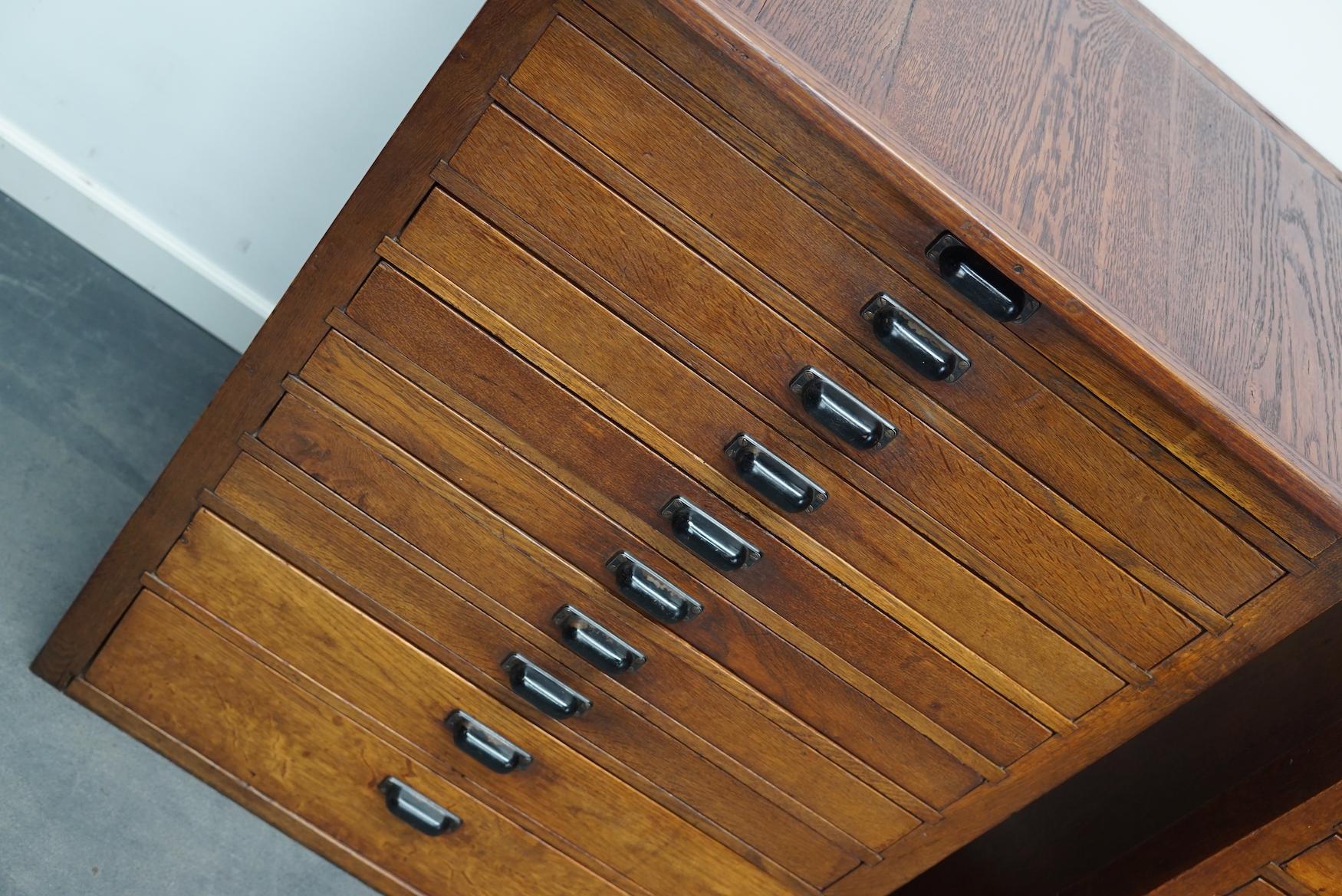 Pair of Vintage Dutch Oak Jewelers / Watchmakers Cabinets, circa 1930 8