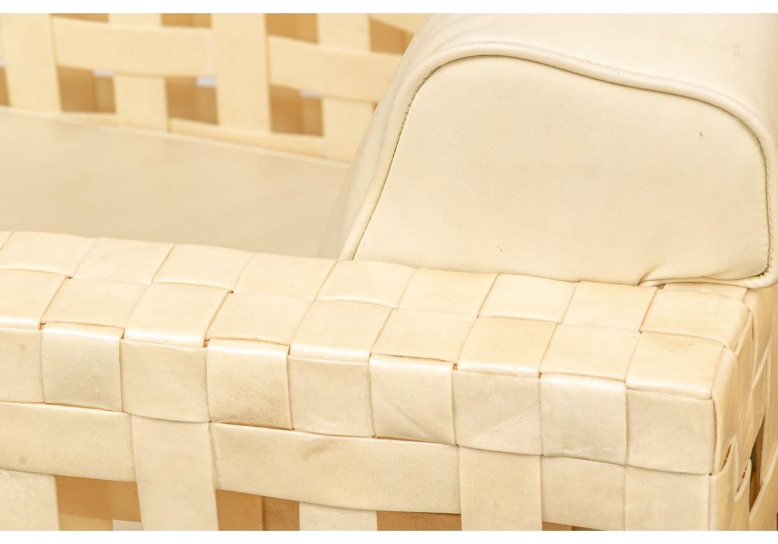 Pelle Pair of Vintage Ecru Parchment Skin Club Chairs in vendita