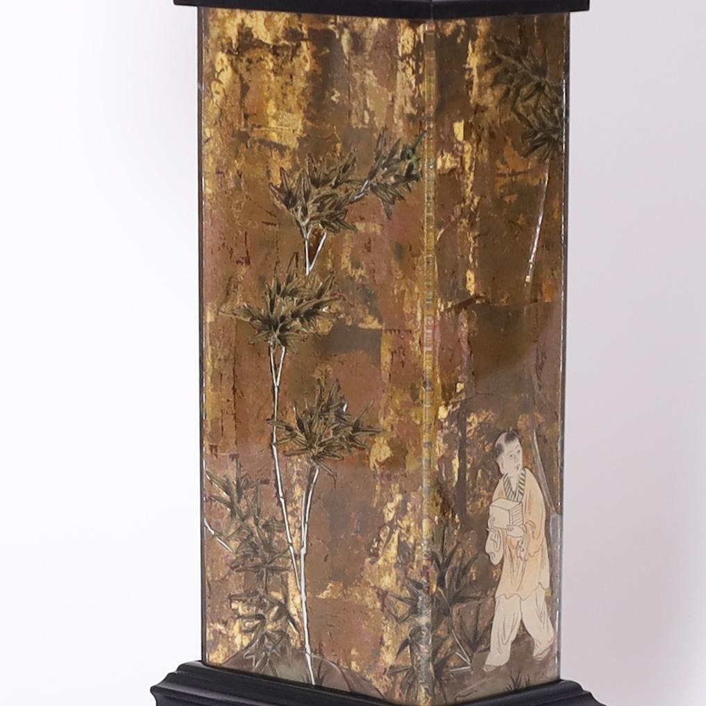 Pair of Vintage Eglomise Chinoiserie Table Lamps 1