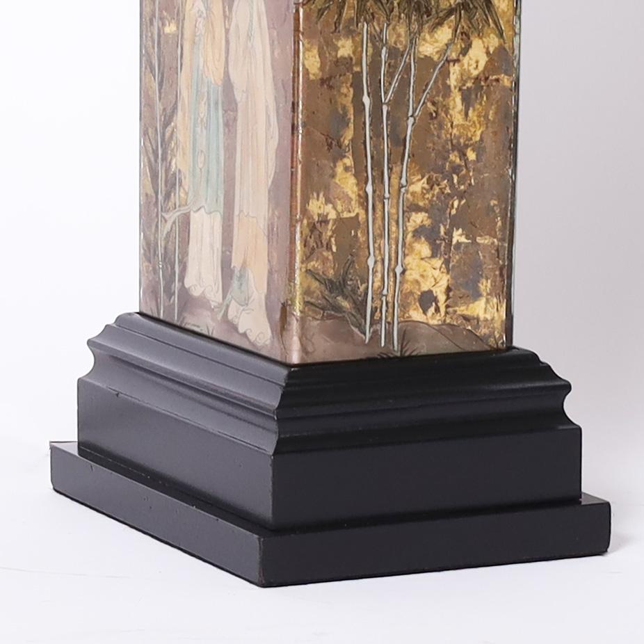 Pair of Vintage Eglomise Chinoiserie Table Lamps 2