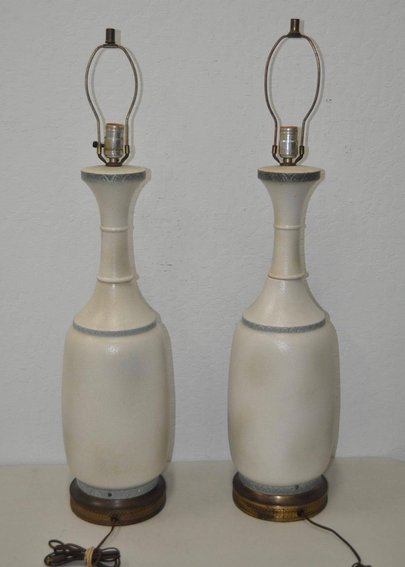 Pair of Vintage Egyptian Revival Ceramic Table Lamps, circa 1960s In Good Condition In San Francisco, CA