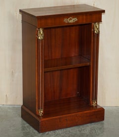 PAIR OF VINTAGE EGYPTIAN REVIVAL DWARF OPEN LiBRARY BOOKCASES BRASS FITTINGS