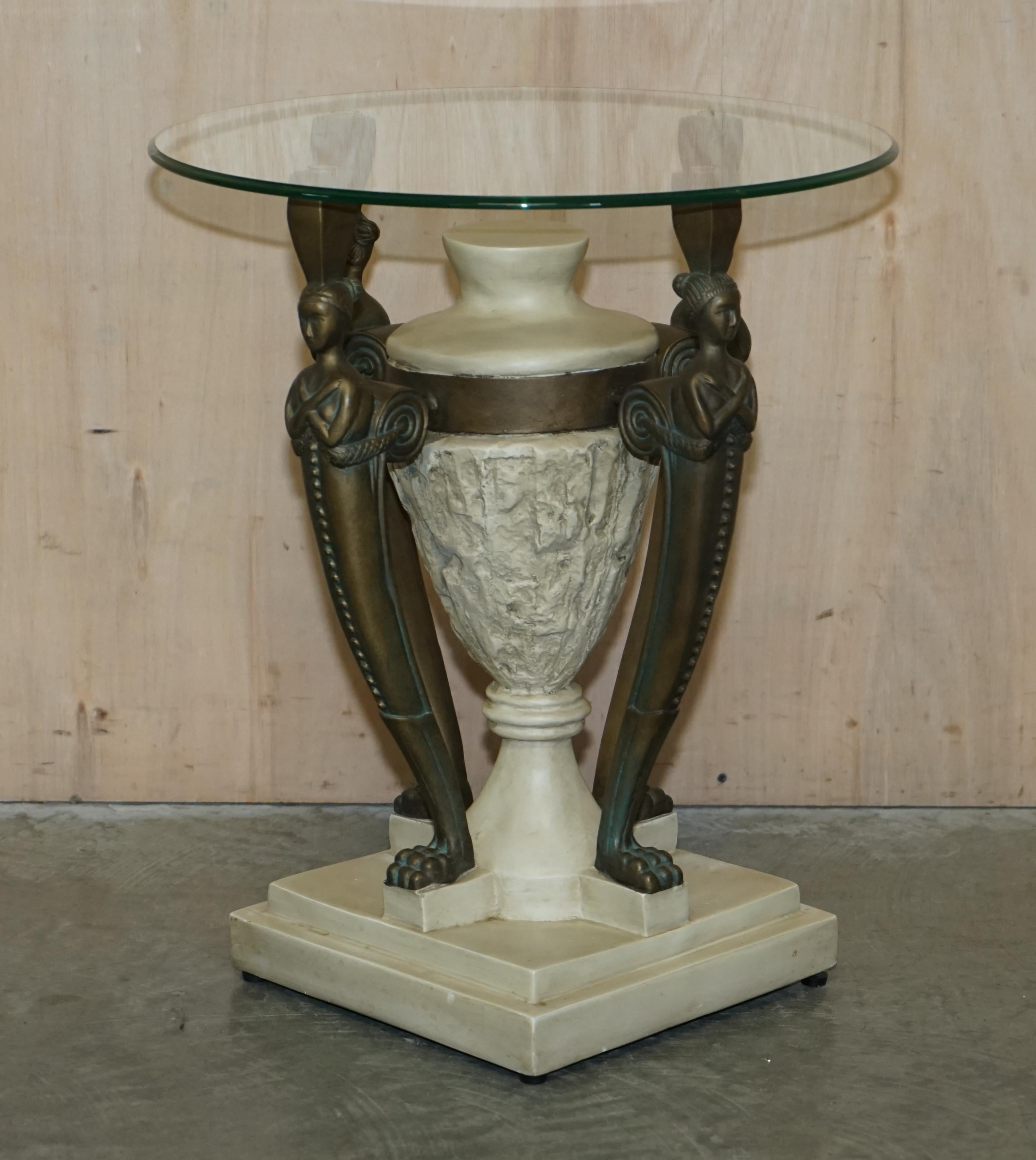 Royal House Antiques

Royal House Antiques is delighted to offer for sale this very decorative pair of Egyptian Revival side end lamp wine tables with glass tops

Please note the delivery fee listed is just a guide, it covers within the M25 only