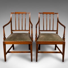 Pair Of Vintage Elbow Chairs, French, Georgian Revival, Armchair, Sheraton Taste