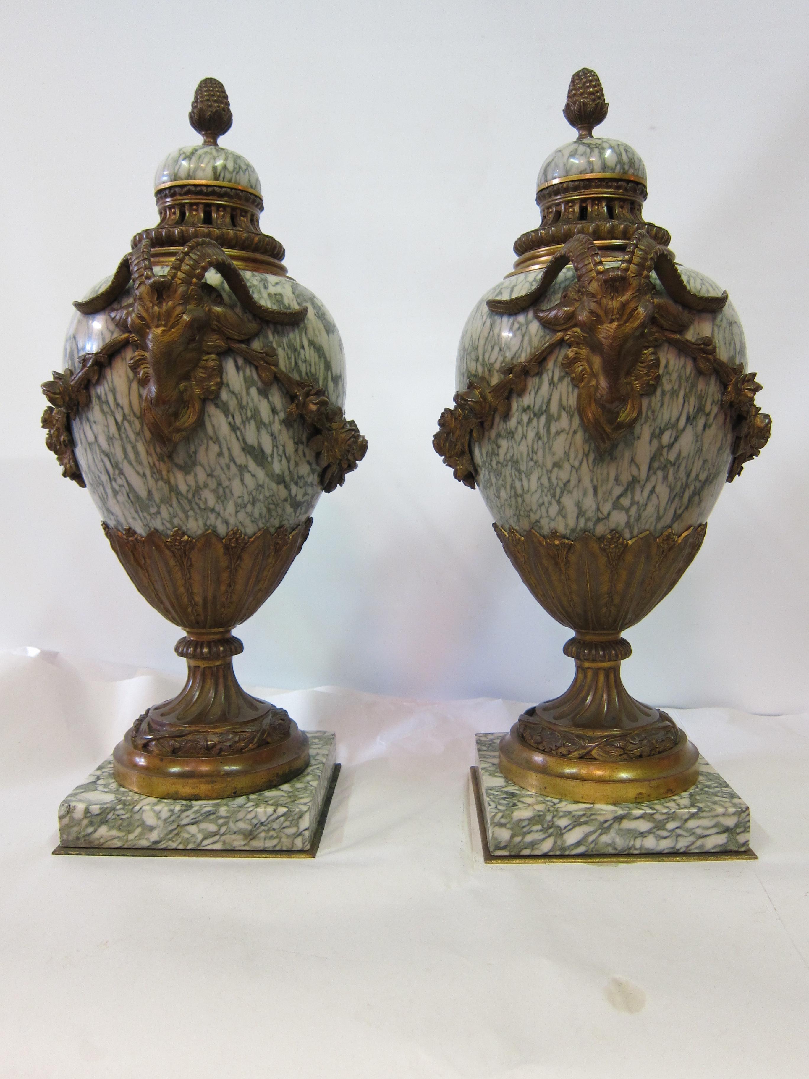 Gilt Pair of Vintage Empire & Ormolu Urns, circa 1860s