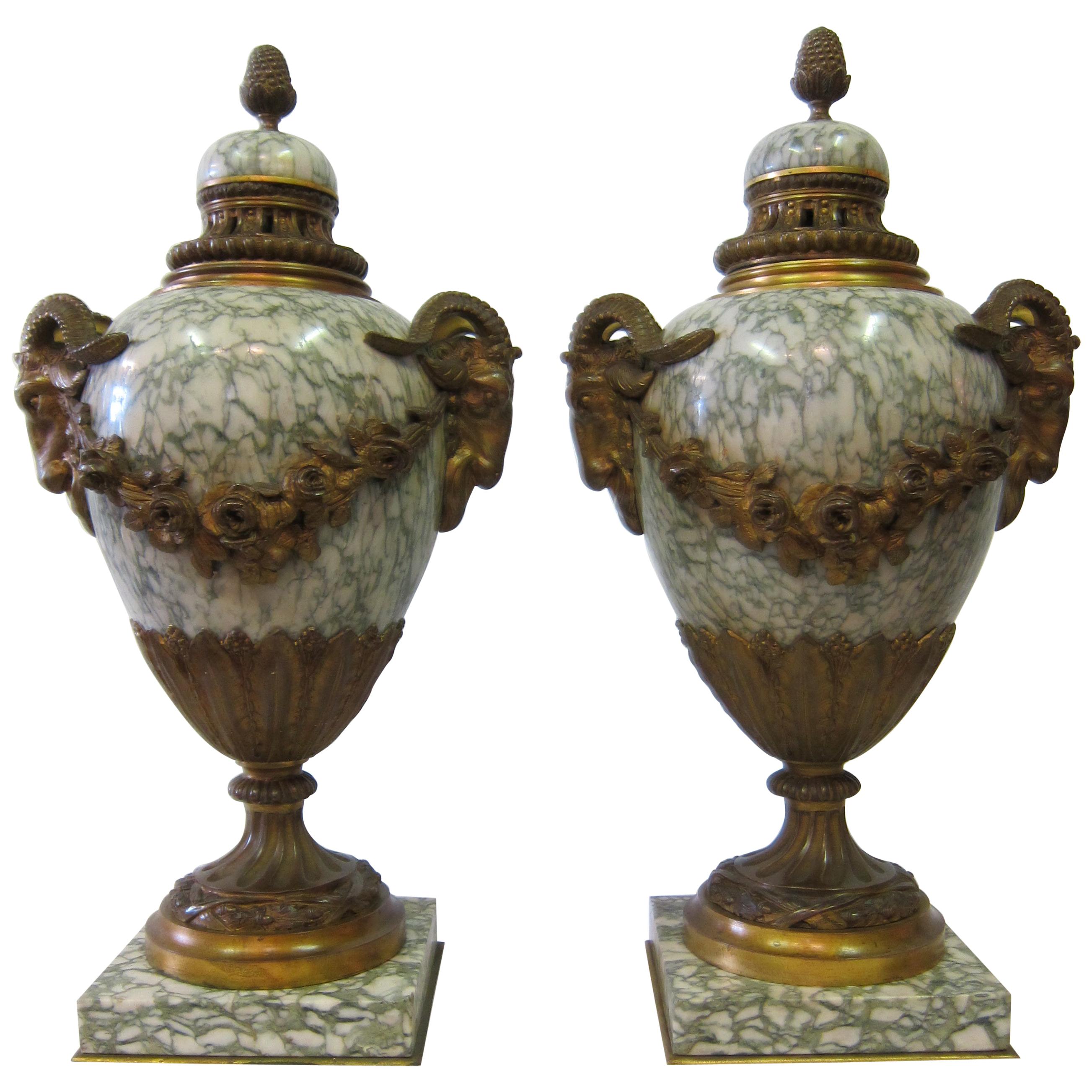 Pair of Vintage Empire & Ormolu Urns, circa 1860s