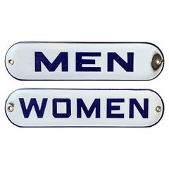 Pair of Vintage Enamel Restroom Signs