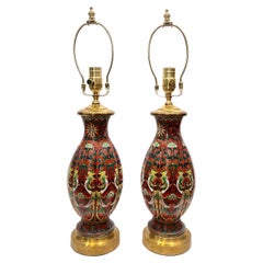 Pair of Vintage Enamel Lamps