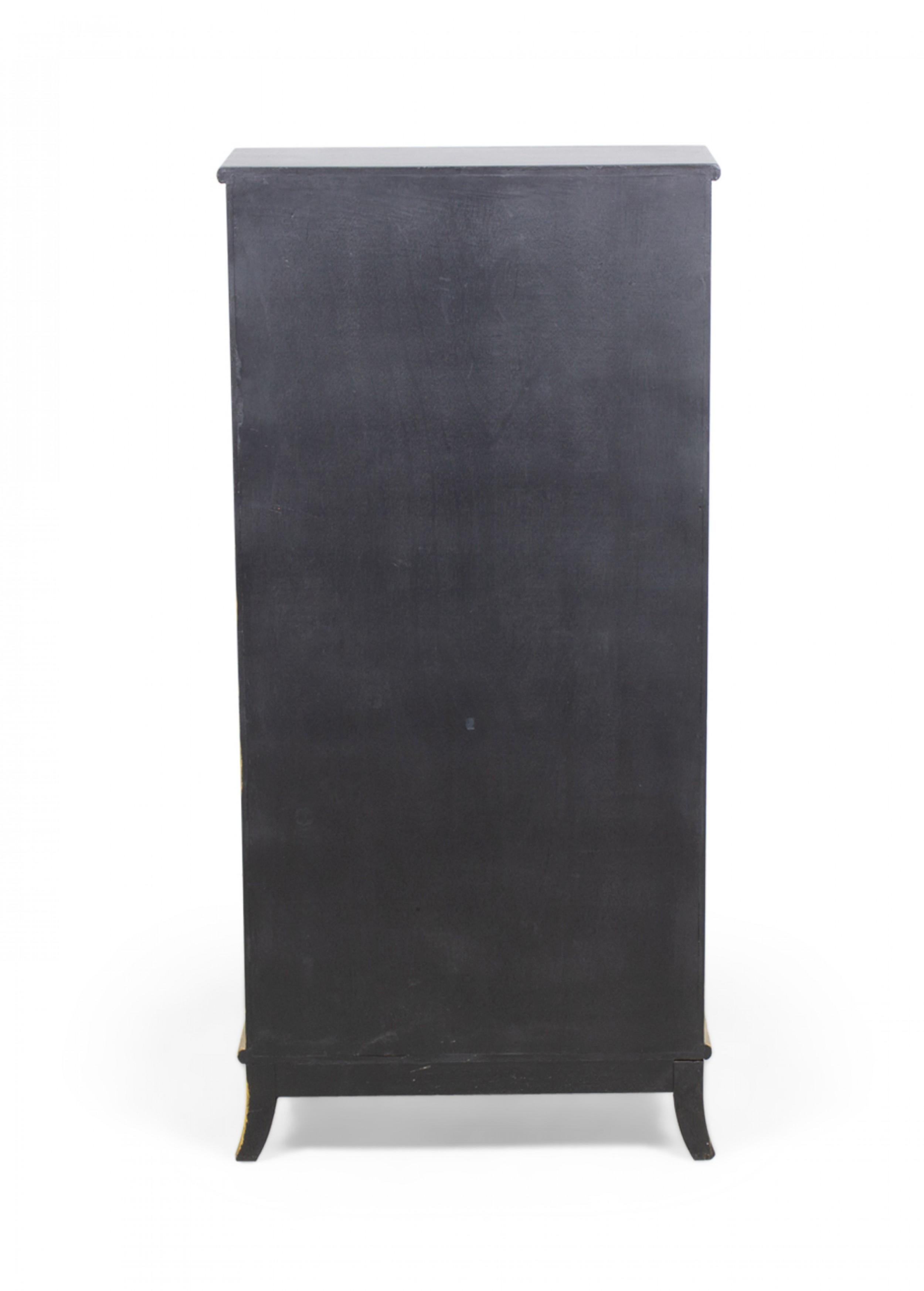 Pair of Vintage English Chinoiserie Gold and Black Painted Small Bookcases For Sale 3