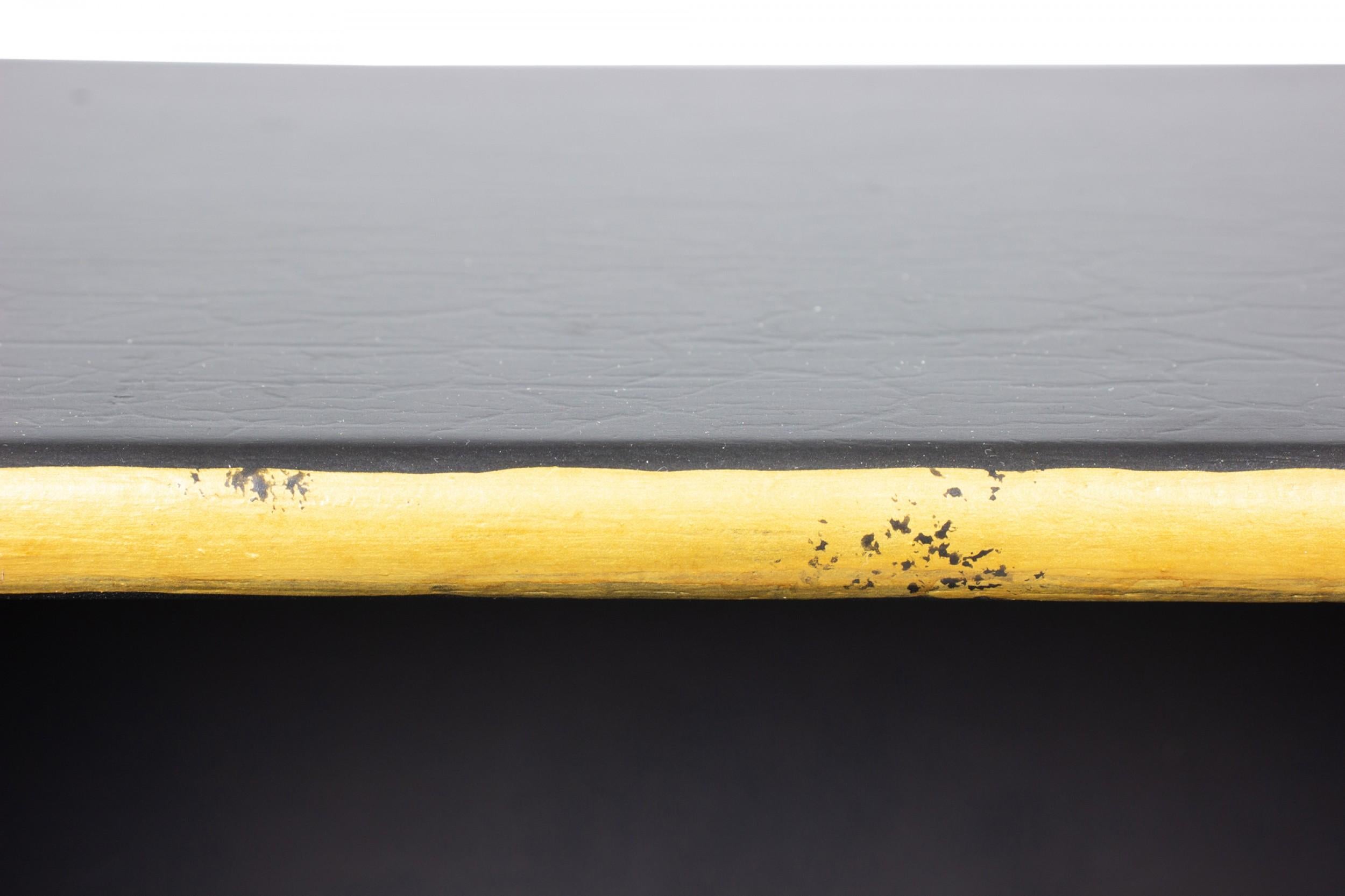 Pair of Vintage English Chinoiserie Gold and Black Painted Small Bookcases For Sale 5