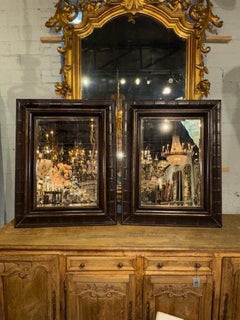 Pair of Vintage English Leather Bound Mirror