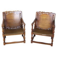 Pair of Vintage English Oak Metamorphic Chairs