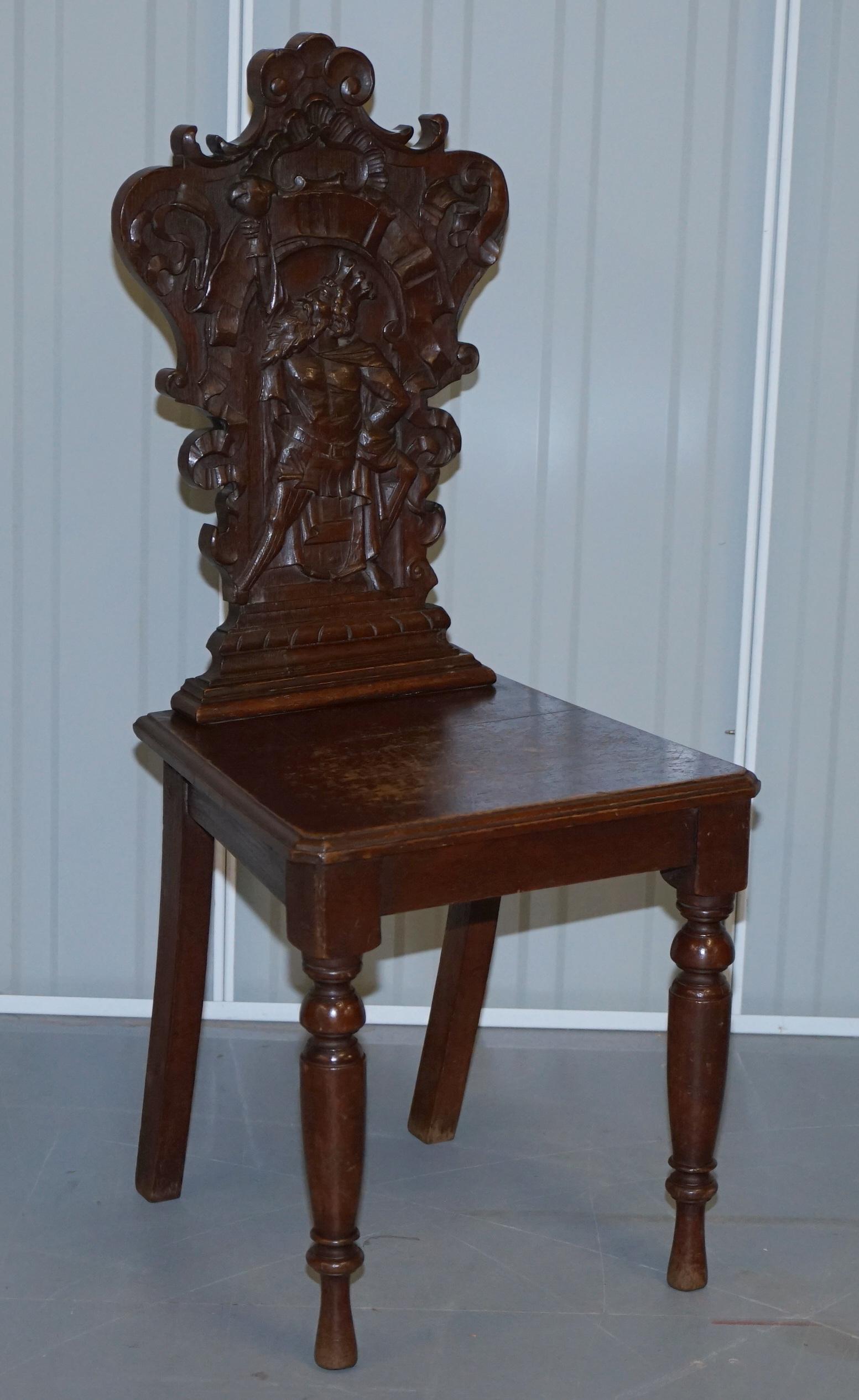 Wimbledon-Furniture

Wimbledon-Furniture is delighted to offer for sale this absolutely stunning vintage English Oak hand carved hall chair depicting a King and gentleman knight

Please note the delivery fee listed is just a guide, it covers