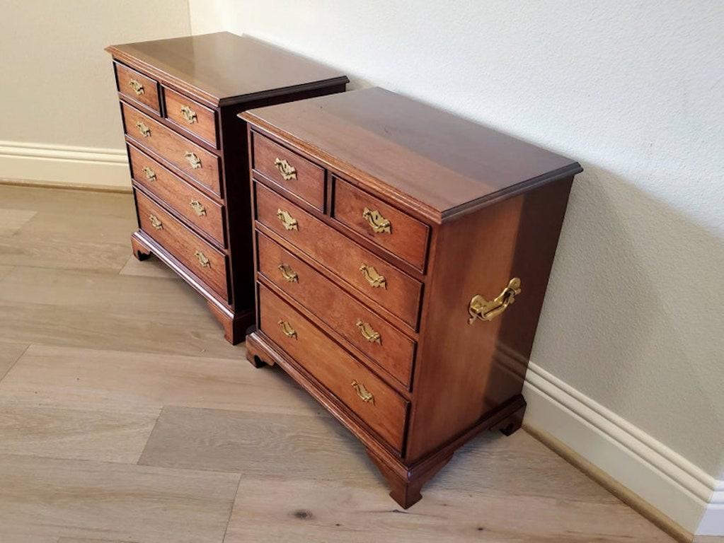 Pair of Vintage English Regency Campaign Style Chests In Good Condition In Forney, TX