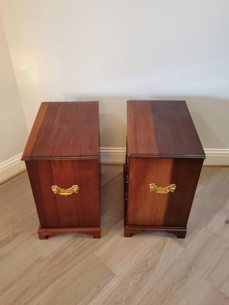 Mahogany Pair of Vintage English Regency Campaign Style Chests