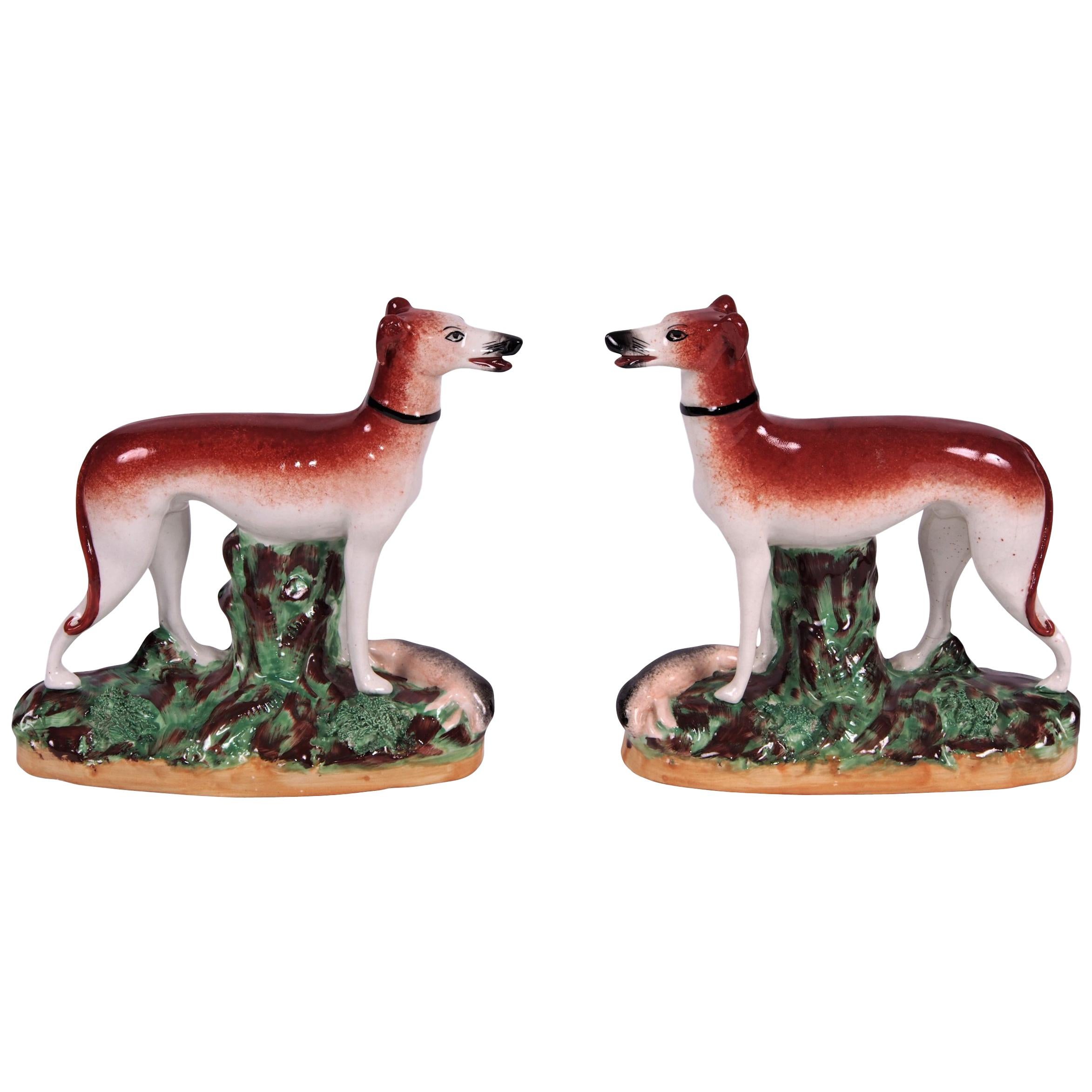Pair of Vintage English Staffordshire Dogs