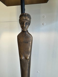 Pair of Vintage Etruscan Bronze Statuette Table Lamps