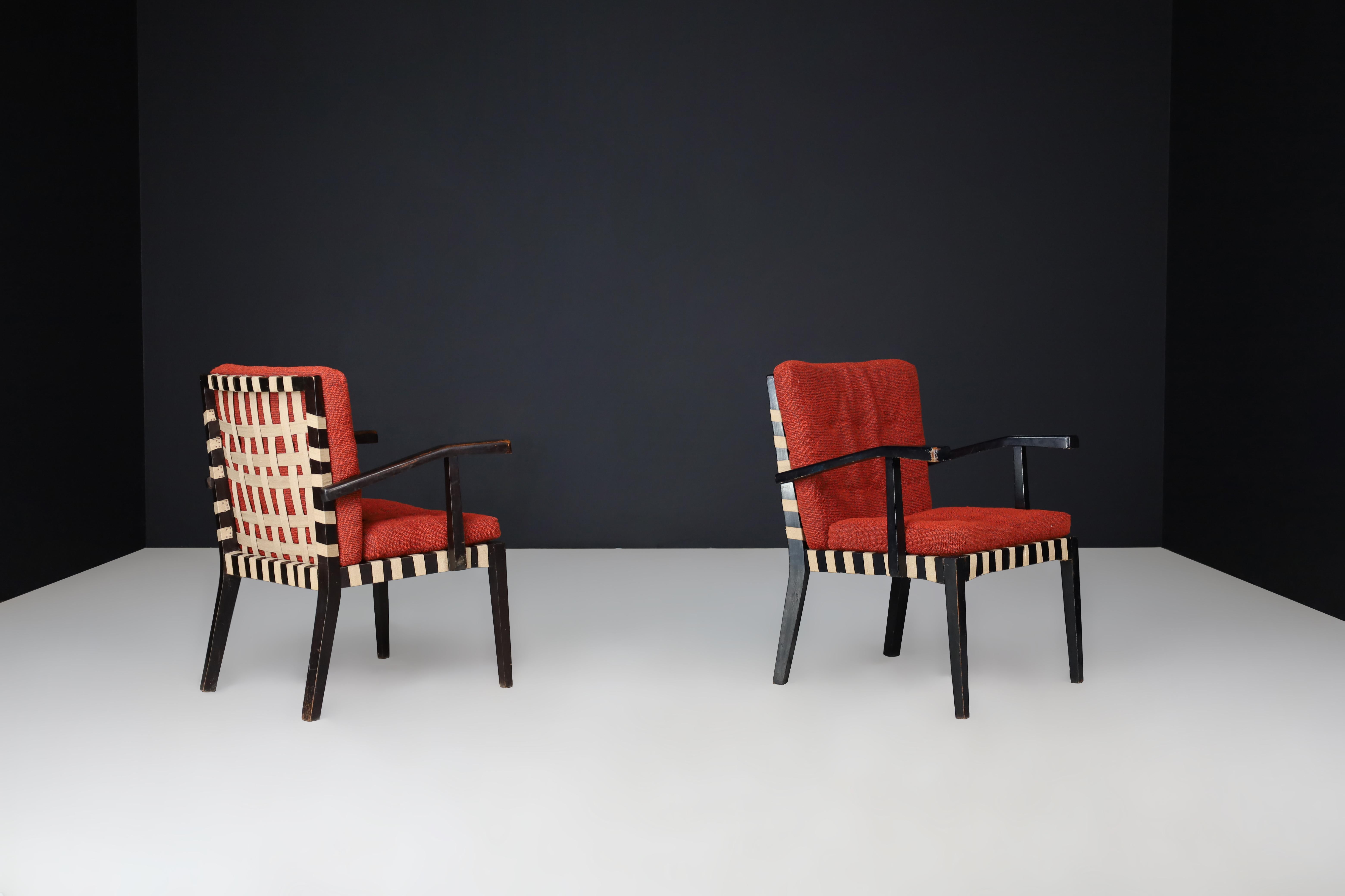 20th Century Pair of Vintage European Modernist Armchairs, c. 1930s–1950s For Sale