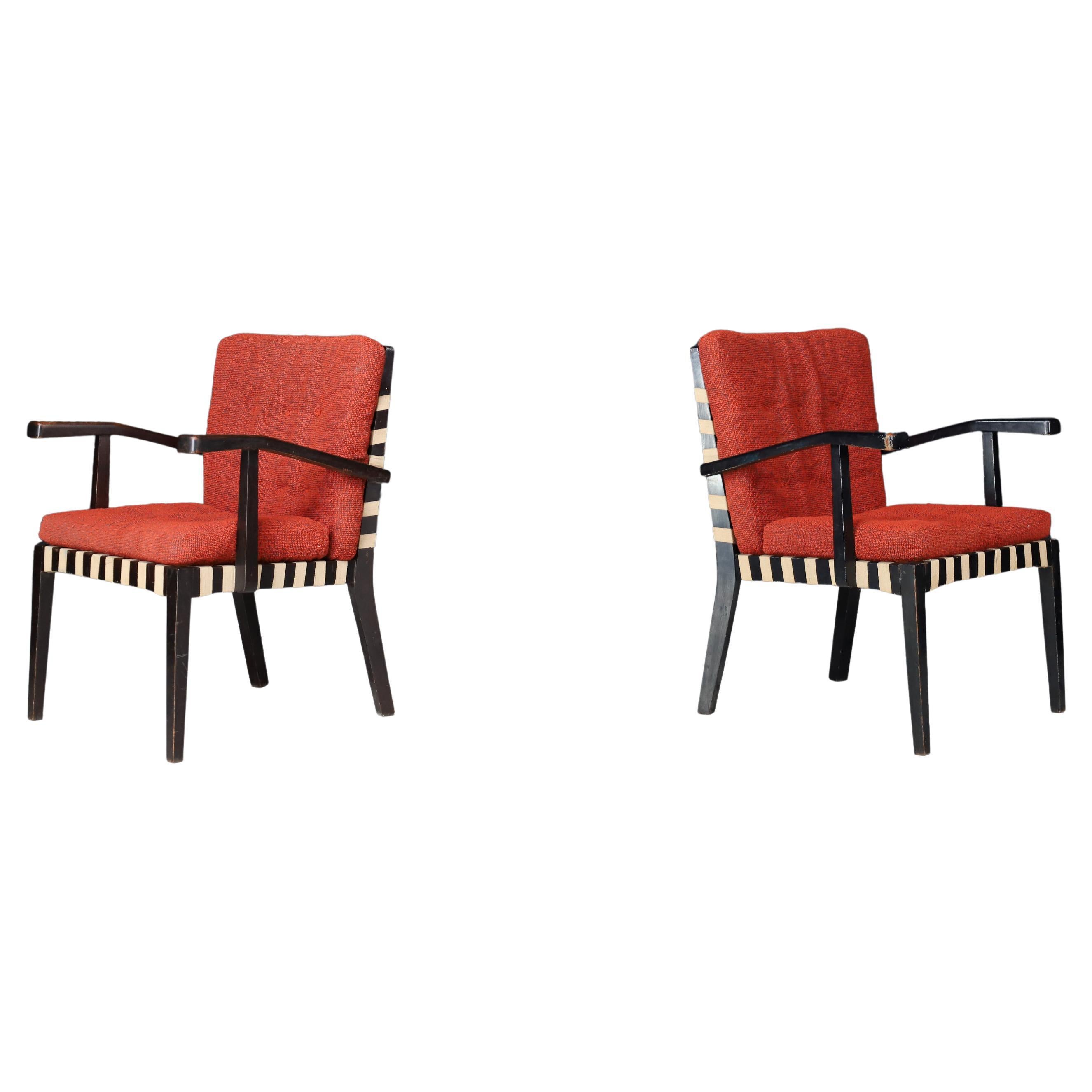 Pair of Vintage European Modernist Armchairs, c. 1930s–1950s For Sale