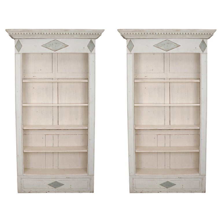 Pair of Vintage European Narrow Bookshelves For Sale at 1stDibs