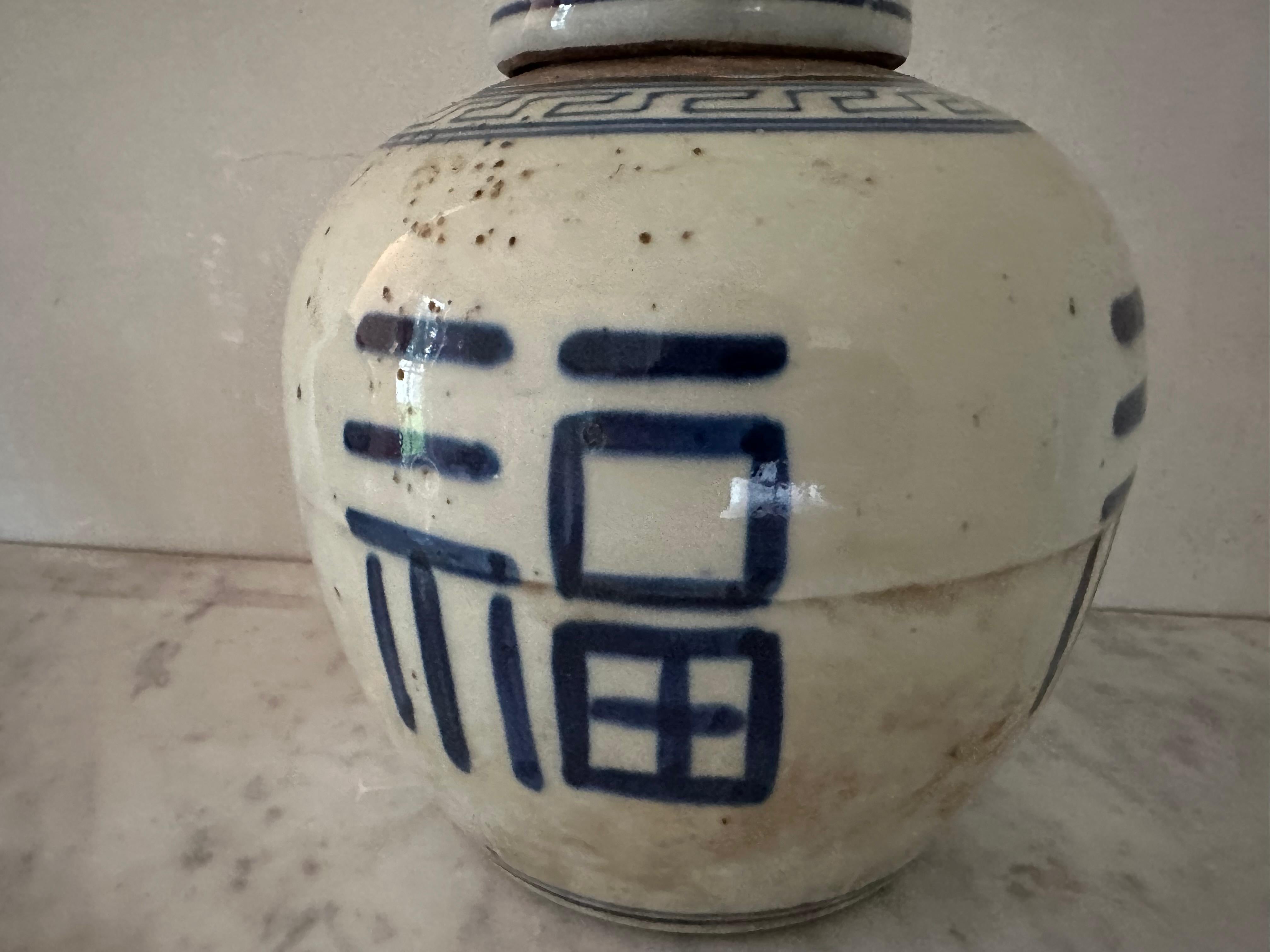 Fait main Paire de pots à gingembre chinois d'exportation bleu et blanc en vente