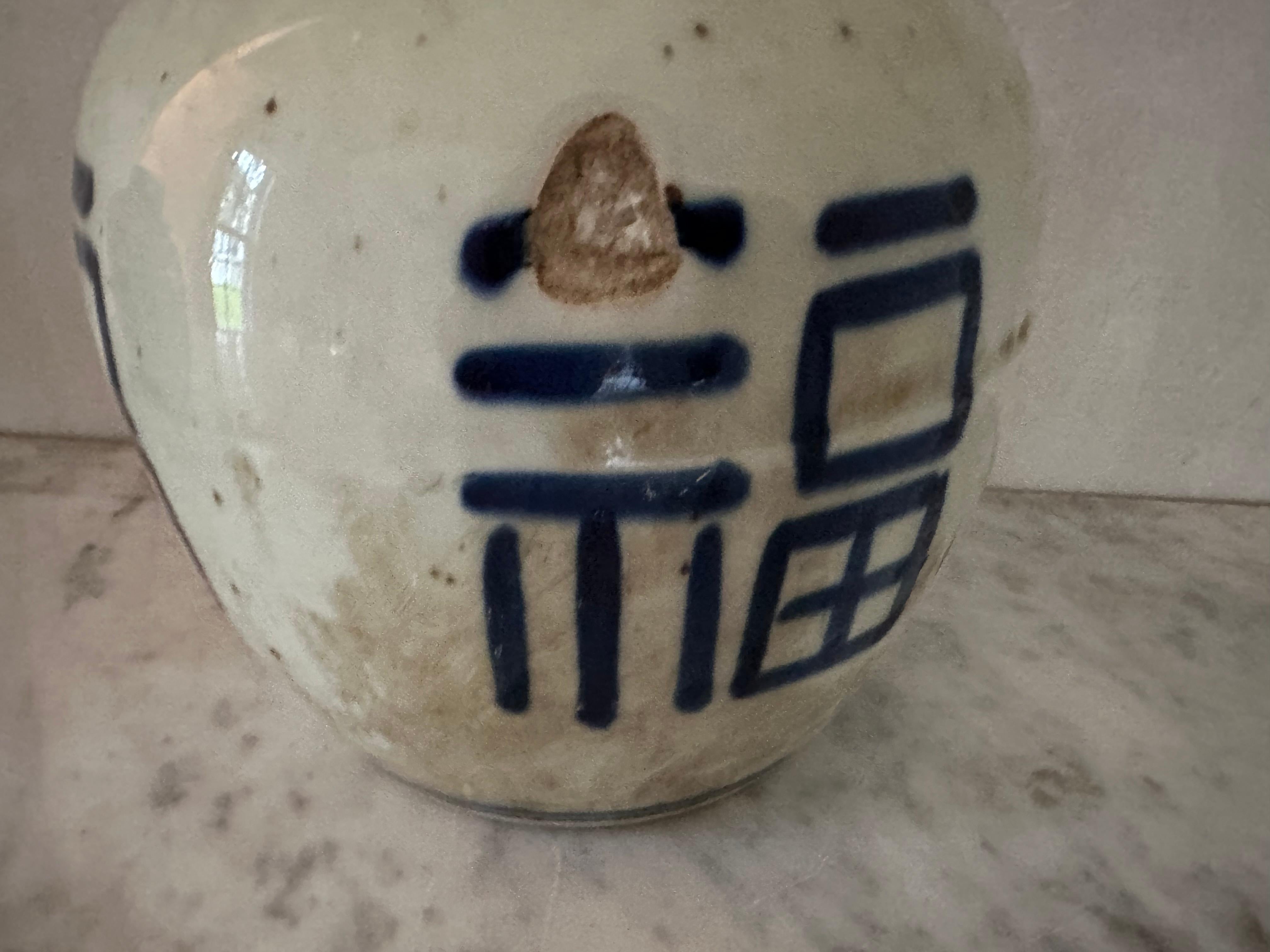 20ième siècle Paire de pots à gingembre chinois d'exportation bleu et blanc en vente