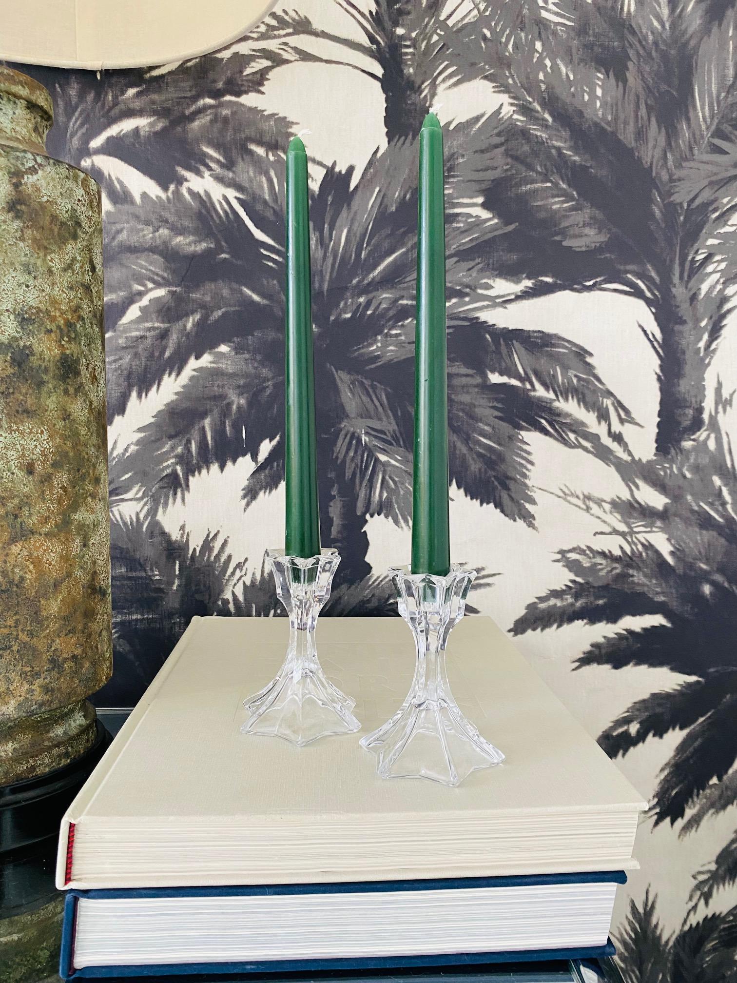 Pair of Mid-Century Modern Faceted Crystal Candleholders, 1970s For Sale 6