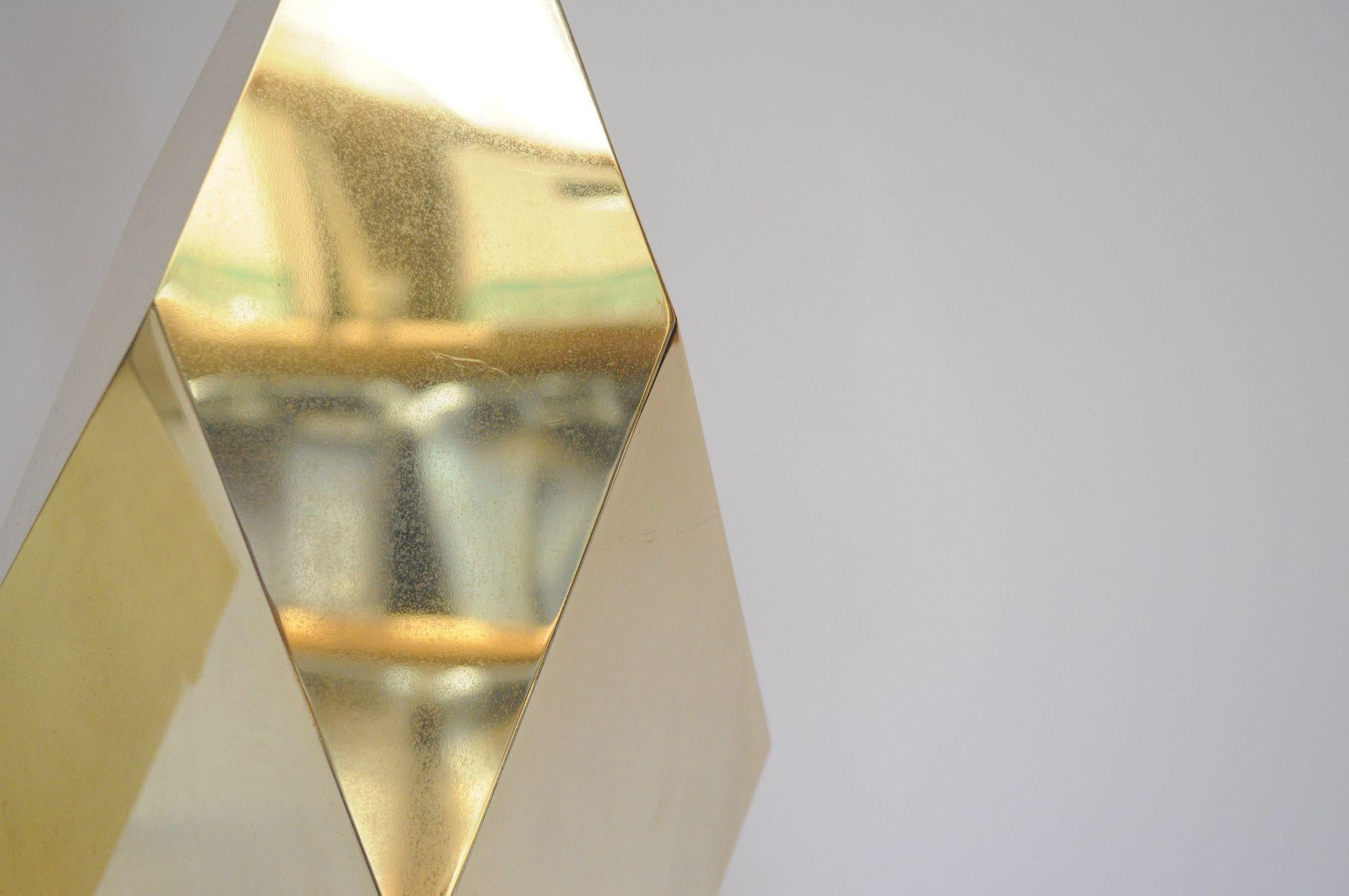 Pair of Vintage Faceted Geometric Solid Brass Table Lamps For Sale 10