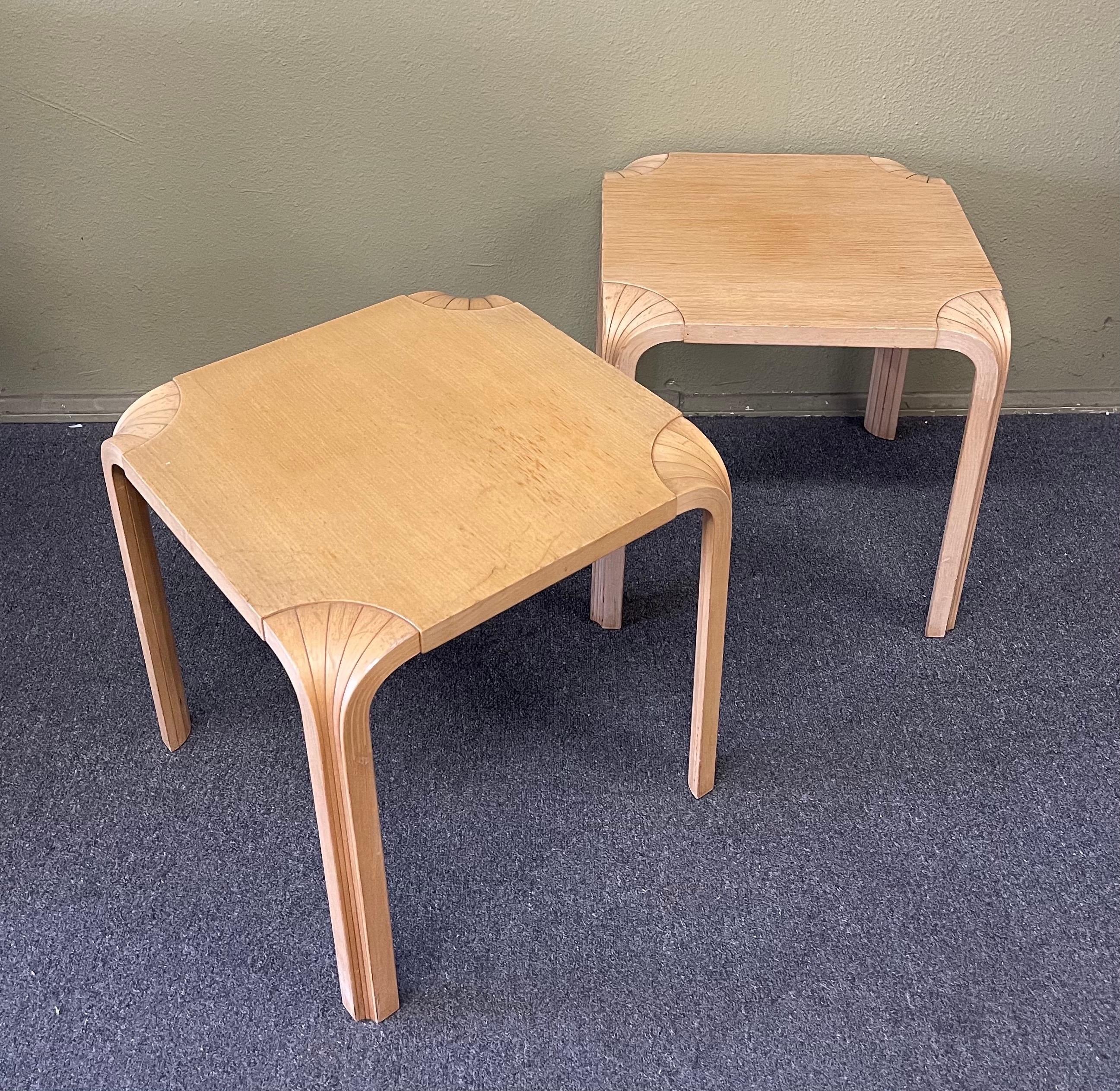 Pair of Vintage Fan Leg Side Tables / Stools by Alvar Aalto Designs for Artek 2