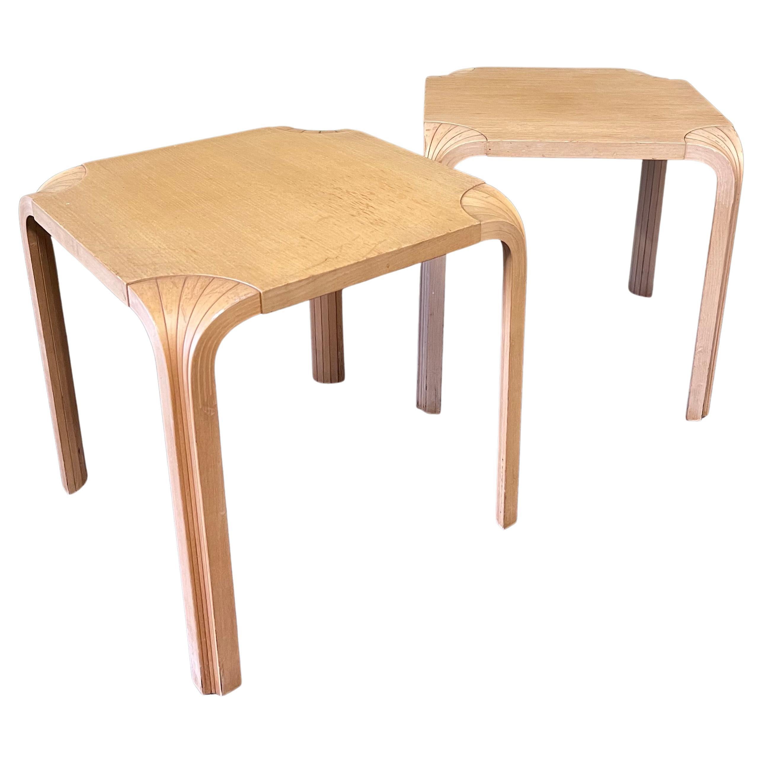 Pair of Vintage Fan Leg Side Tables / Stools by Alvar Aalto Designs for Artek