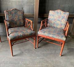 Pair of Vintage Faux Bamboo Arm Chairs, 2 Pairs Available