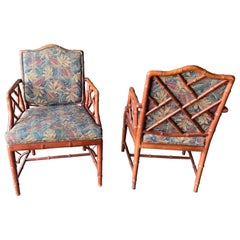 Pair of Vintage Faux Bamboo Arm Chairs, 2 Pairs Available