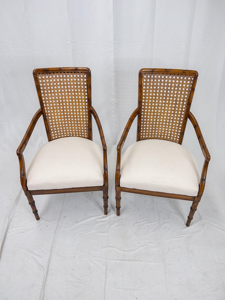 Pair of Vintage Faux Bamboo Chairs For Sale at 1stDibs