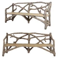 Pareja de Bancos Vintage de Faux Bois