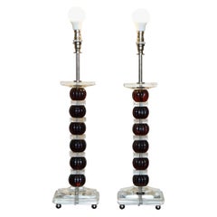 Pair of Vintage Faux Crystal Table Lamps from the Mayfair Hotel London