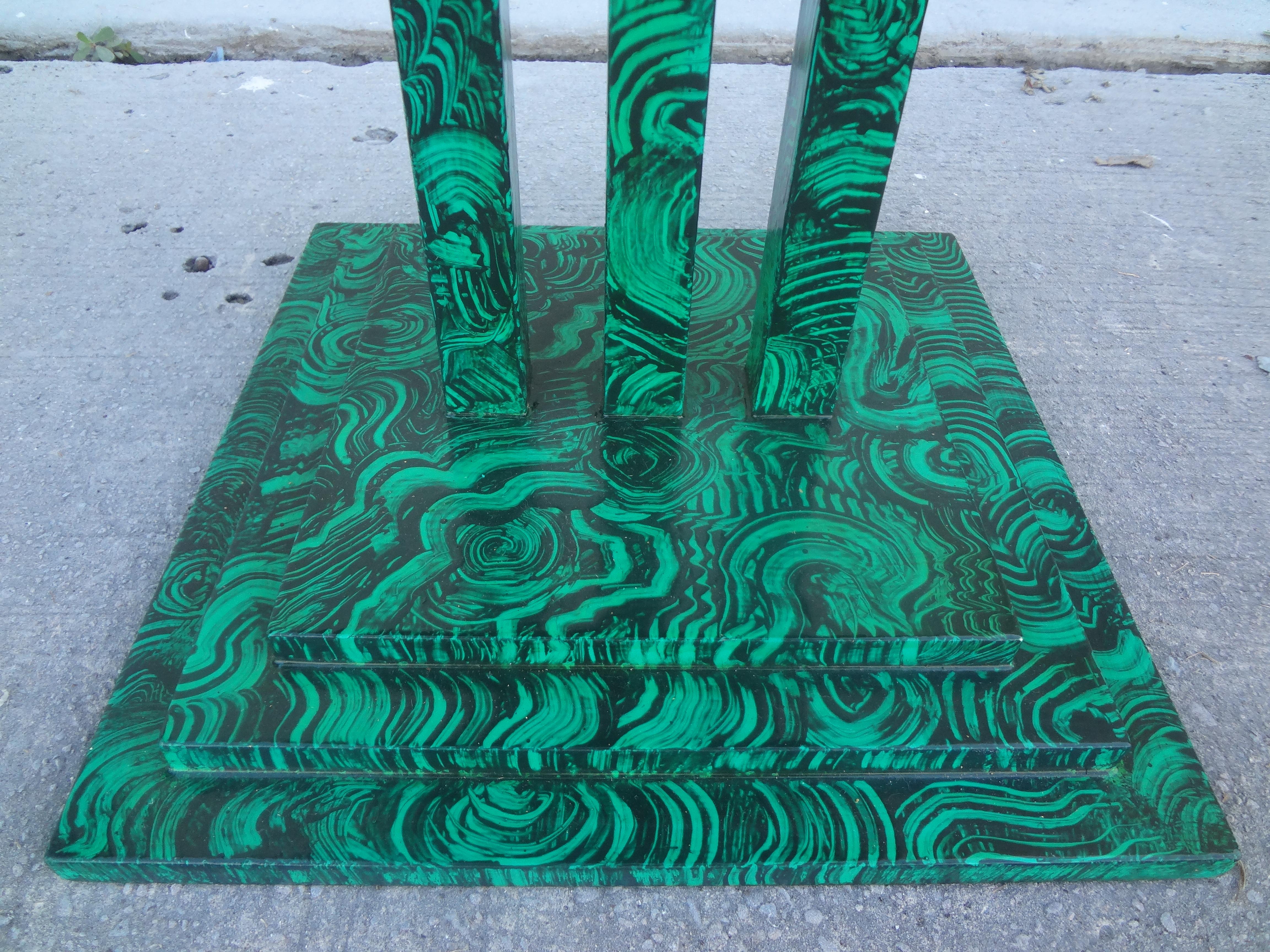 American Pair of Vintage Faux Malachite Tables For Sale