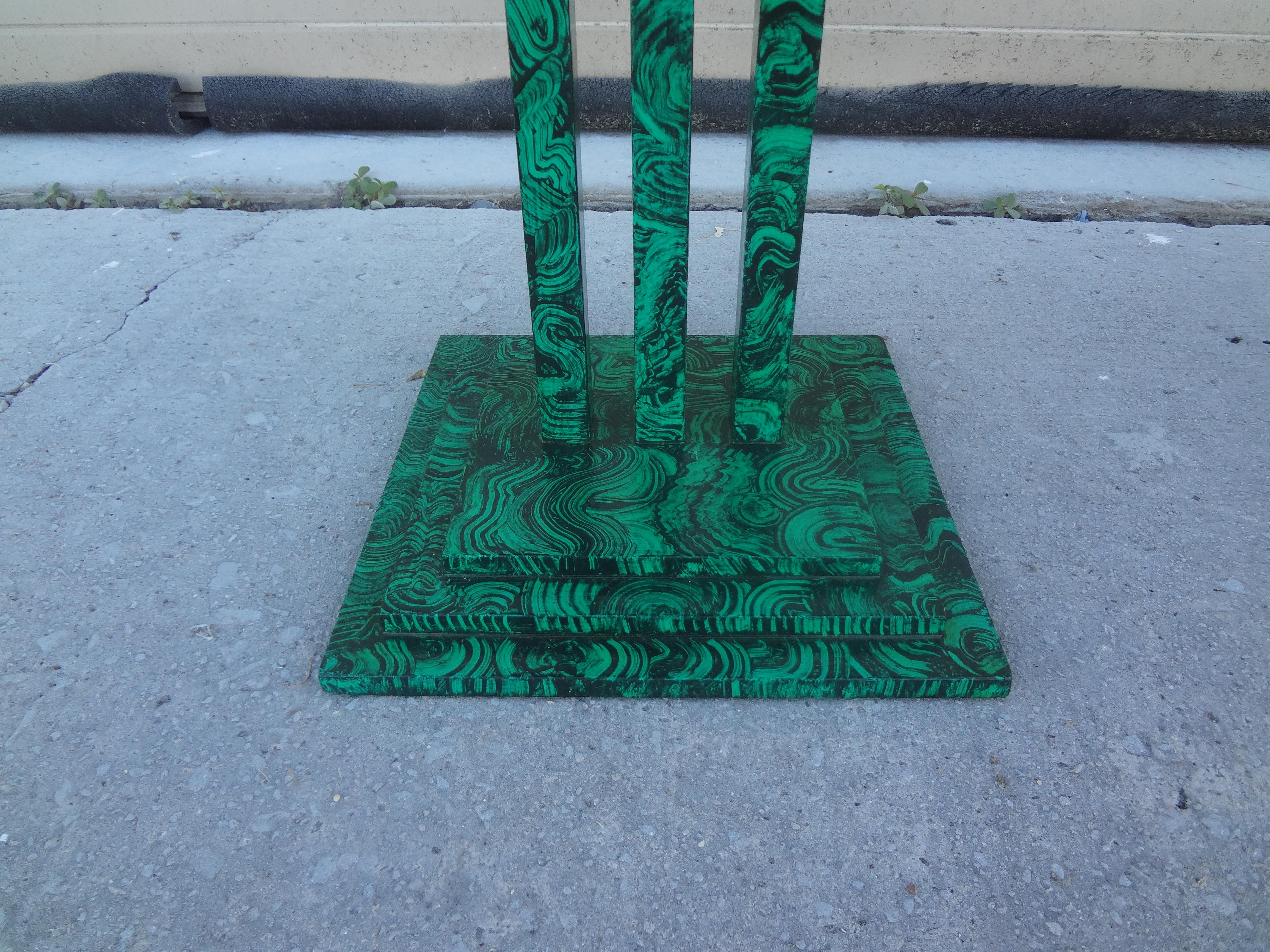 Pair of Vintage Faux Malachite Tables In Good Condition For Sale In Houston, TX