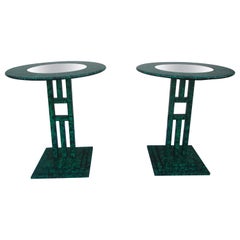 Pair of Vintage Faux Malachite Tables