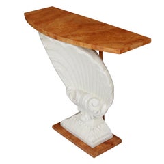 Pair of Vintage Faux Marble Shell Form Consoles