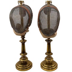 Pair of Vintage Fencing Mask Lamps