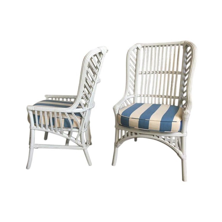 Pair Of Vintage Ficks Reed Rattan High Back Dining Chairs At 1stdibs Shop high back bar stools at chairish, the design lover's marketplace for the best vintage and used furniture, decor and art. pair of vintage ficks reed rattan high back dining chairs