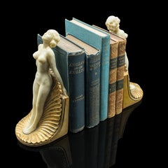 Pair of Vintage Figural Bookends, English, Nude Figure, Art Deco Revival, C.1960