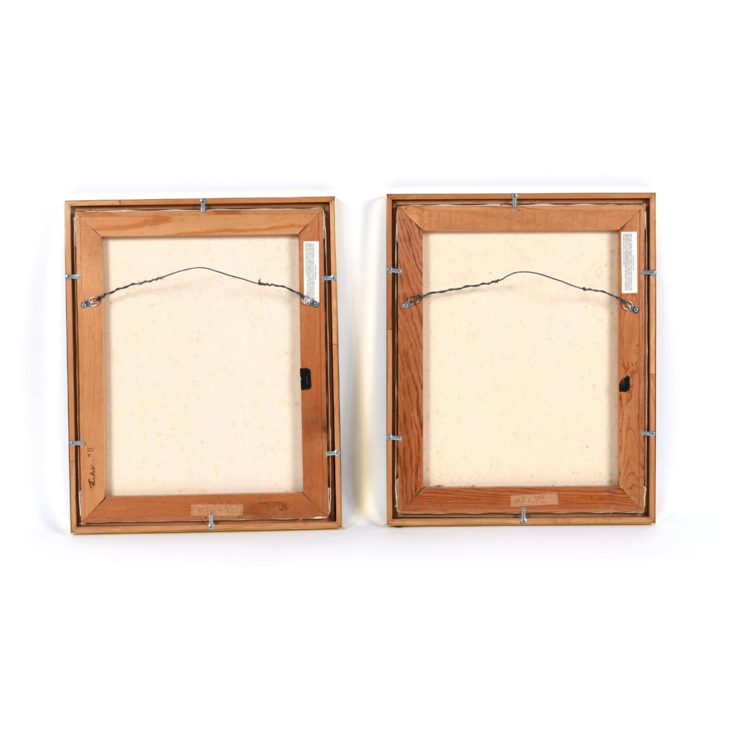 Paar figurale weibliche Aktgemälde im Vintage-Stil in Grün und Gold mit Grün und Gold von J.Z Swanson im Angebot 4