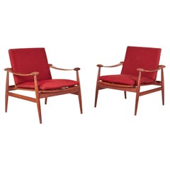 Pair of Vintage Fin Juhl Teak Wood Armchairs