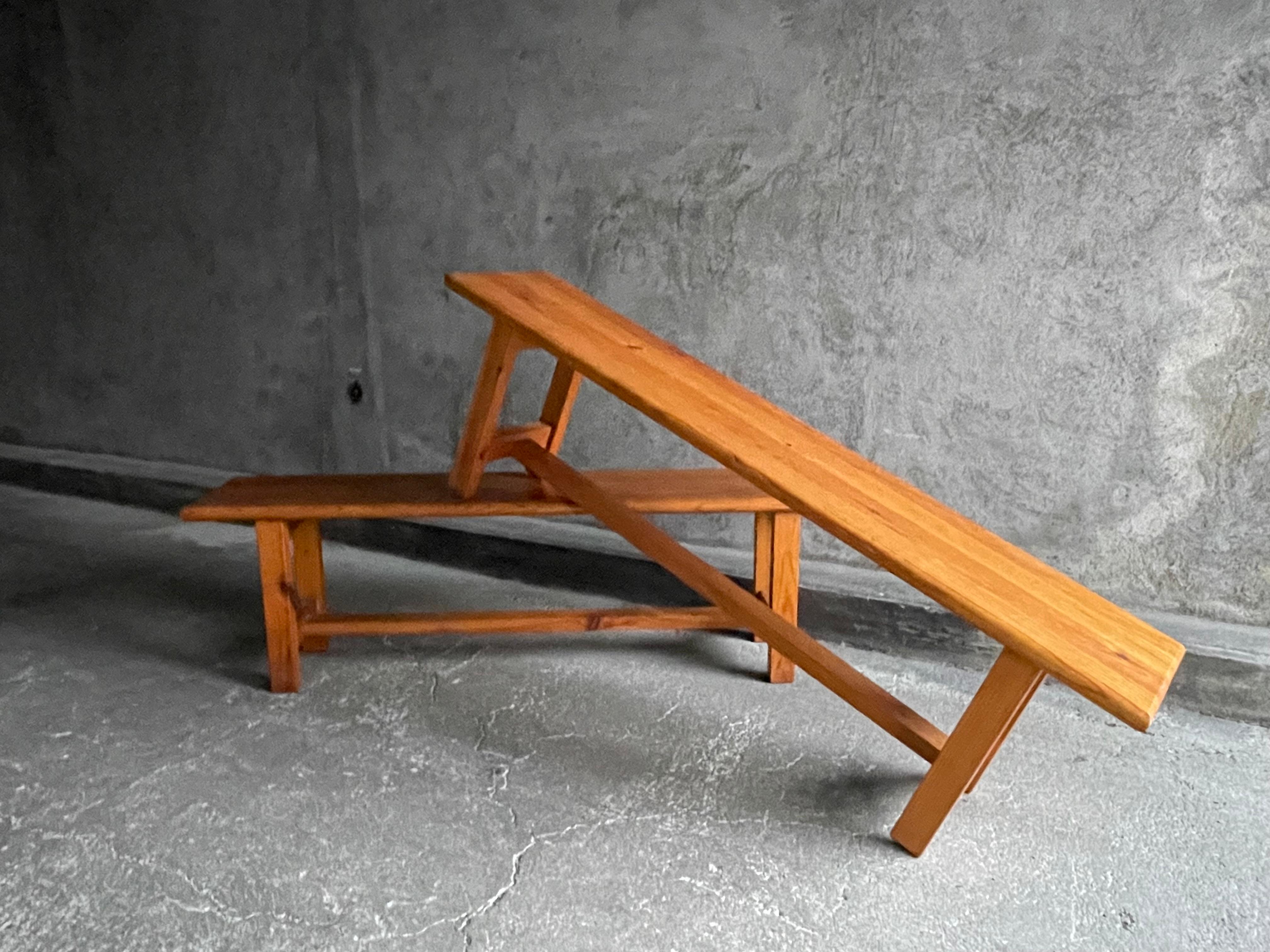 20th Century Pair of vintage fir benches For Sale