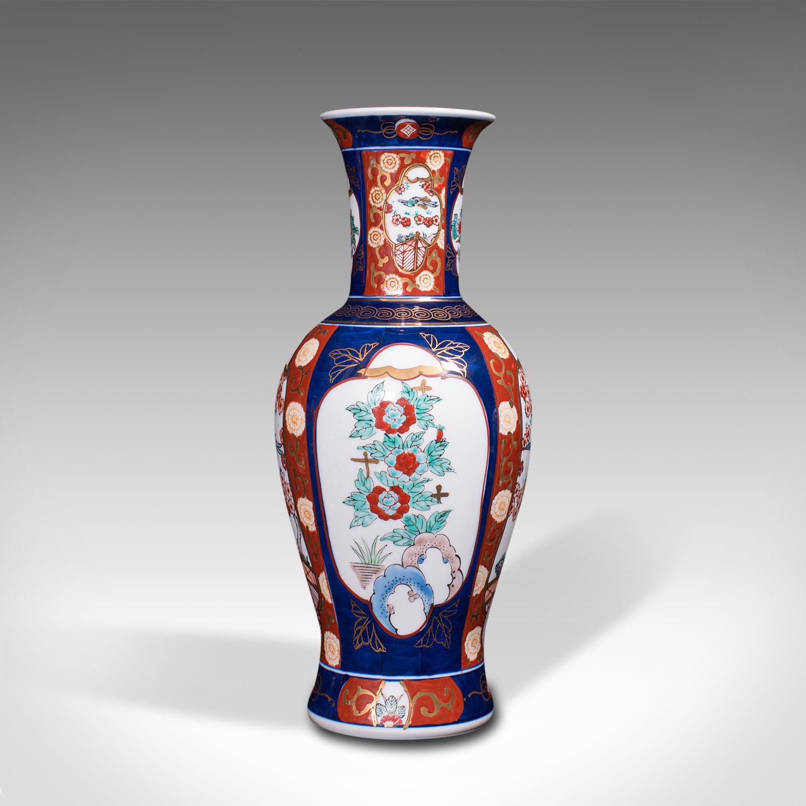20th Century Pair of Vintage Flower Vases, Chinese, Display Urn, Imari Revival, Late 20th.C