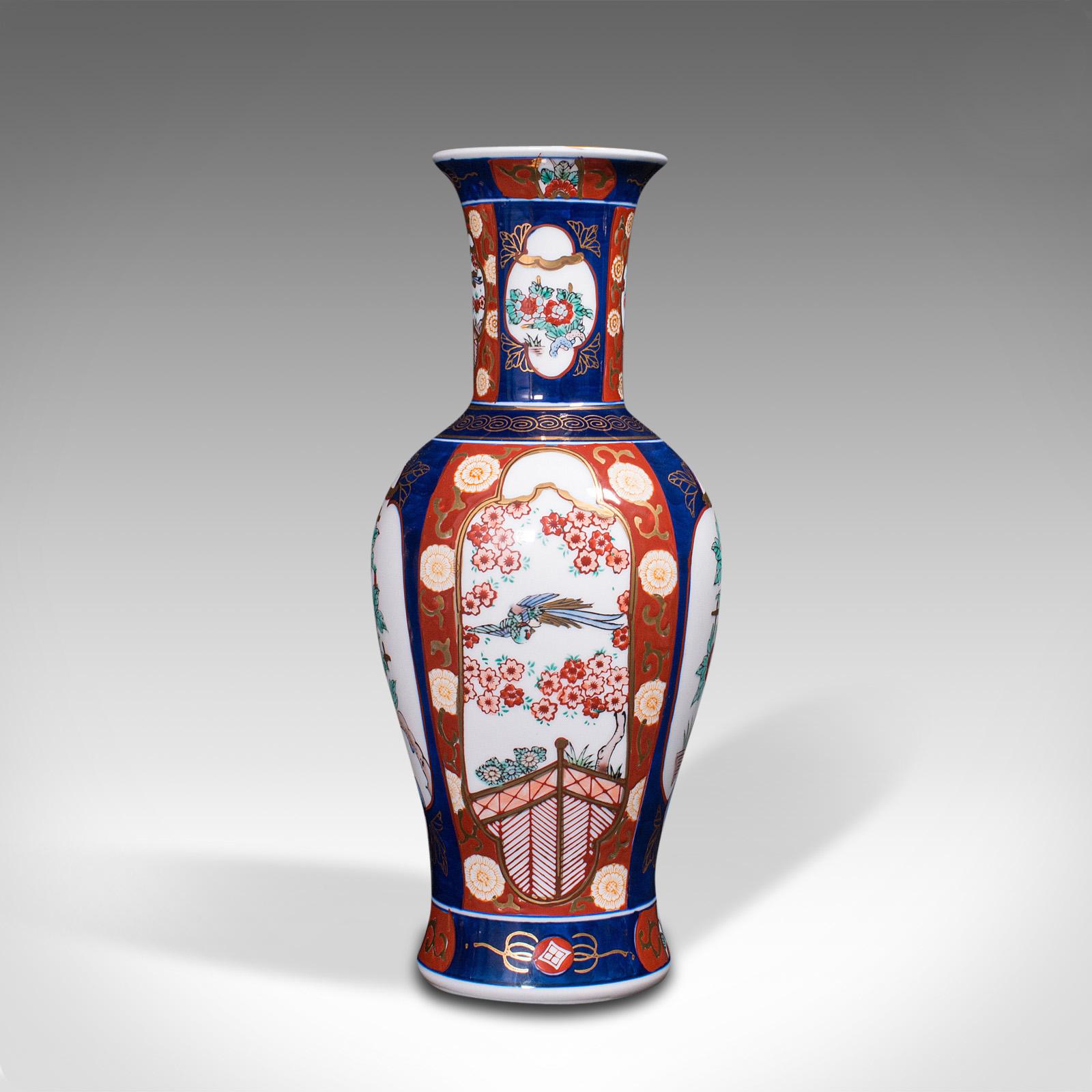 Ceramic Pair of Vintage Flower Vases, Chinese, Display Urn, Imari Revival, Late 20th.C