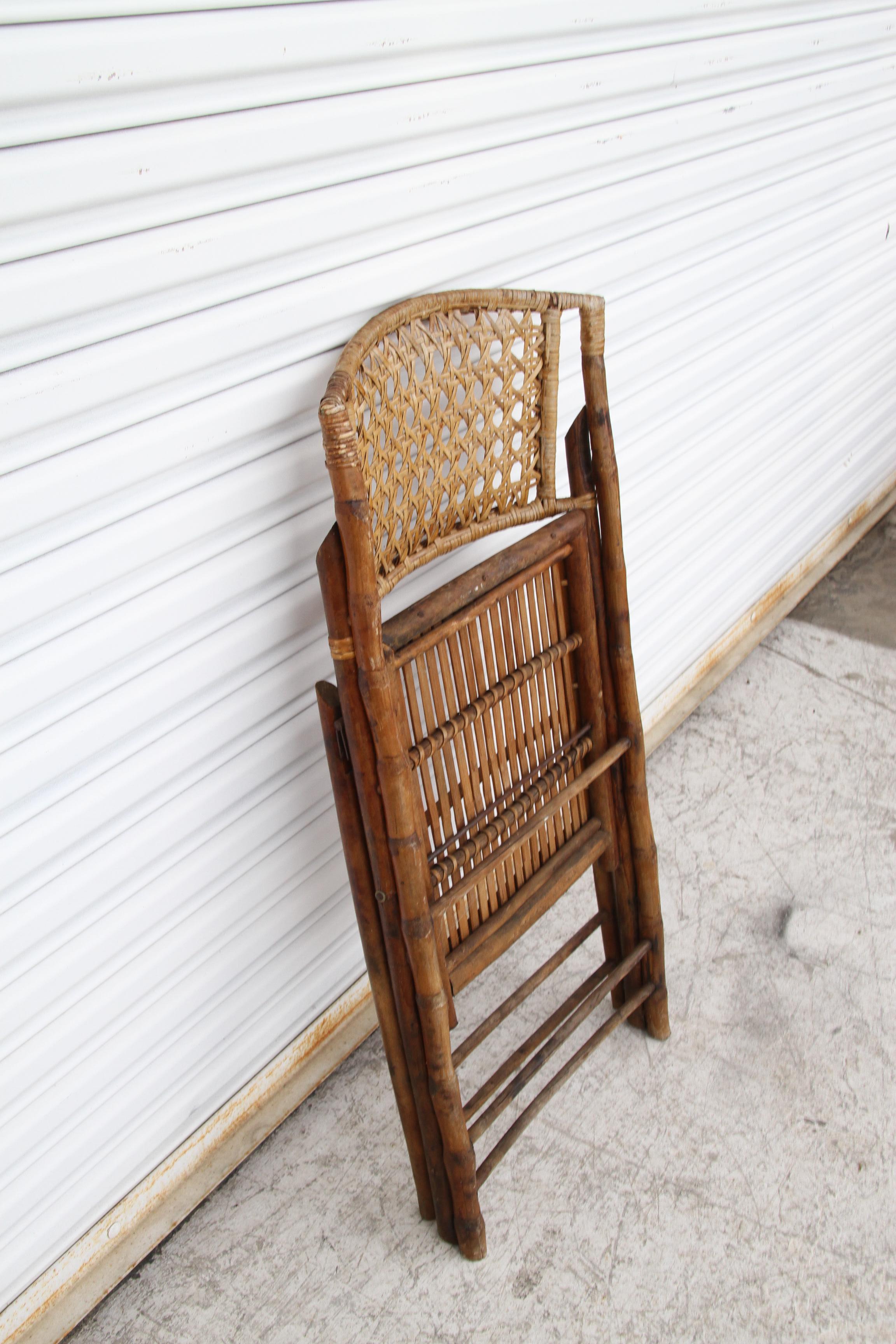 vintage bamboo folding chair